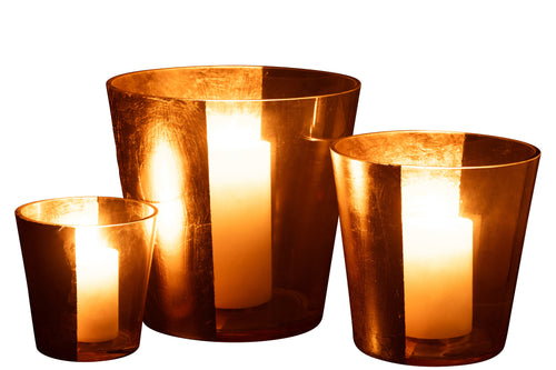 J-Line windlicht boe - glas - transparant/goud - large