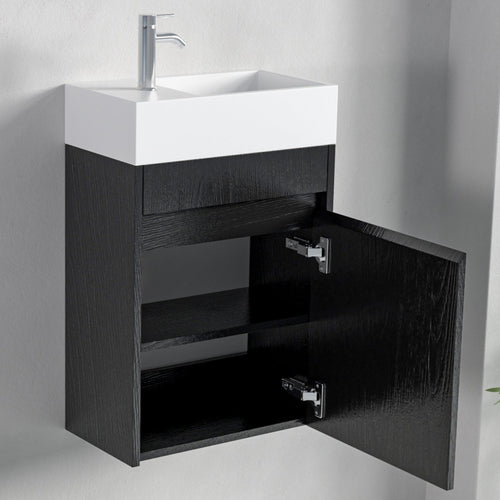 LOMAZOO toiletmeubel Ibiza - witte wastafel - zwart eiken