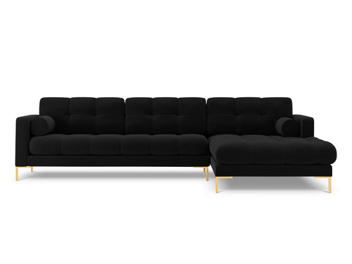 Cosmopolitan Design rechter hoekbank Bali 5-zits, flueel, zwart - 185x293x75cm