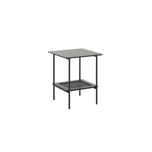 Rebellenclub Bijzettafel Berley - 45 x 45 cm - Zwart met Rattan