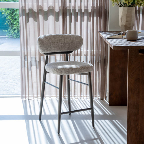 DÉJA Living Barstoel Milan - Beige/Brons - Zithoogte 65cm - Set van 2