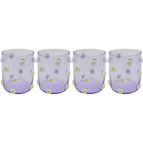 Kare Design Waterglazen Party paars bloemen (4/set) - vtwonen shop