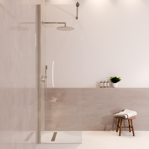 LOMAZOO douchewand Lima - inloopdouche - anti kalk nano coating - helder glas - 8 mm - chroom - 60 x 200 cm