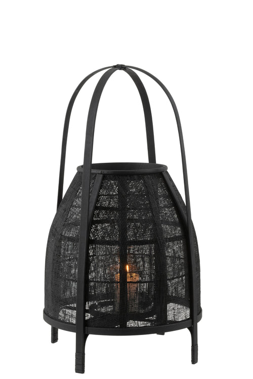 J-Line lantaarn Kap - bamboe - zwart - medium
