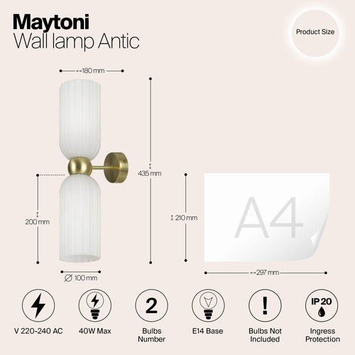 Maytoni - Wandlamp Antic - Goud - Ø10 - vtwonen shop