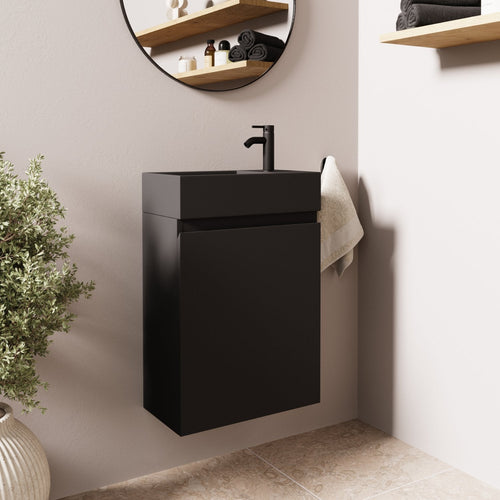 LOMAZOO toiletmeubel Malibu - zwarte wastafel - mat zwart
