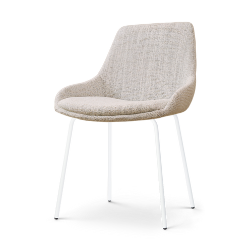 Nolon Nora-Isa Eetkamerstoel Beige Gemêleerd - Stof - Wit Onderstel