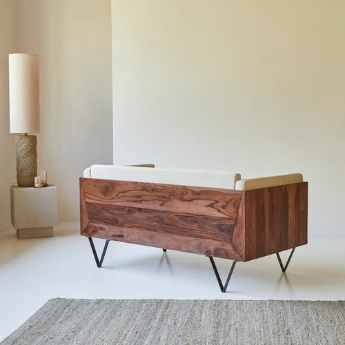 Tikamoon 2-zitsbank van massief palissander en stof - Beige - vtwonen shop