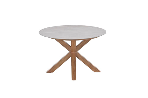 Lowland tafel - Ø120 cm - light teaklook - Centostone Napoli sand - vtwonen shop