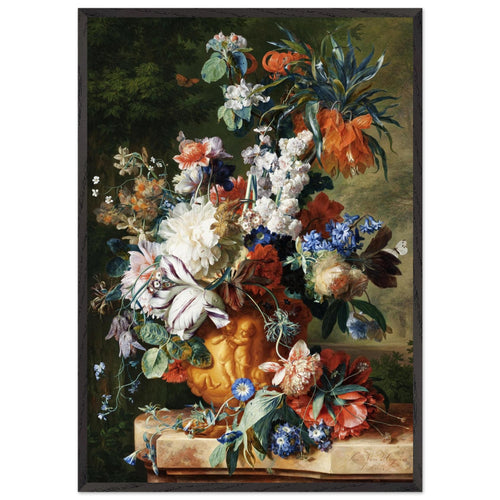 Artfulprints Poster met Lijst Jan van Huysum - Bouquet of flowers in an urn   - 70x100 cm - Meerkleurig