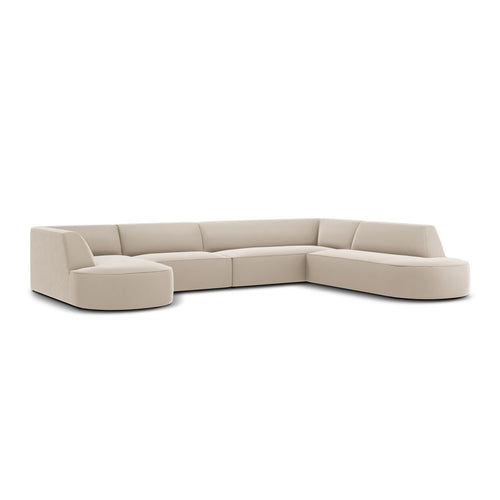 Cosmopolitan Design - Panoramische hoekbank Siena 7-zits, flueel beige - 273x366x69cm