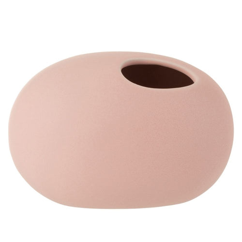 J-Line vaas Ovaal - keramiek - roze - small - 2 stuks - Ø 10 cm
