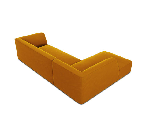 Micadoni linker hoekbank Ruby 4-zits, flueel, geel - 180x273x69cm