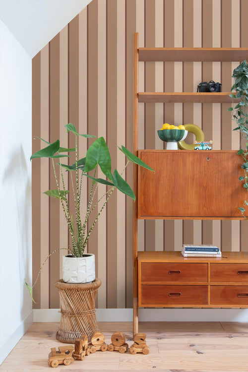 ESTAhome behang strepen bruin - 50 x 900 cm - 131909