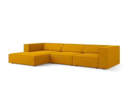 Cosmopolitan Design linker hoekbank Arendal 4-zits, chenille met ribbeleffect, mosterd - 166x284x70cm