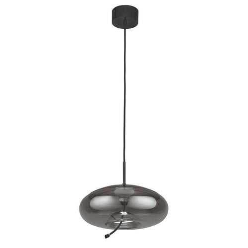 Searchlight Lisbon 1 licht LED-koepelhanger, zwart en gerookt glas 2700K