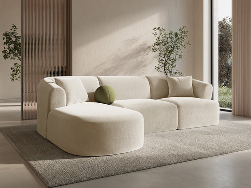 Cosmopolitan Design Modulaire hoekbank links Campi 4-zits, flueel lichtbeige - 156x256x70cm
