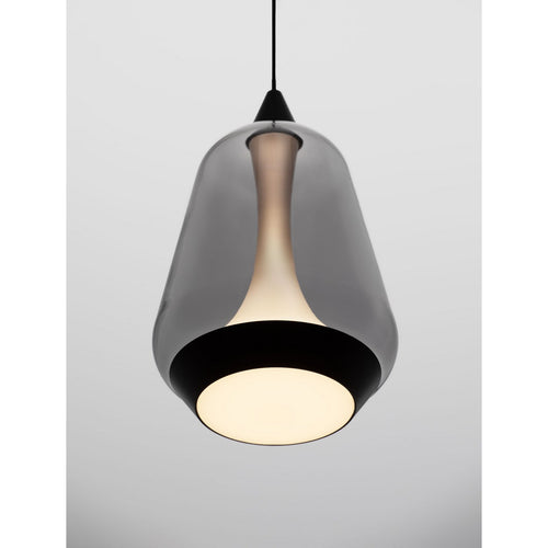 Nova Luce ALISH Slanke hanglamp voor aan het plafond, matzwart, rookkleurige LED 8W 330lm 3000K