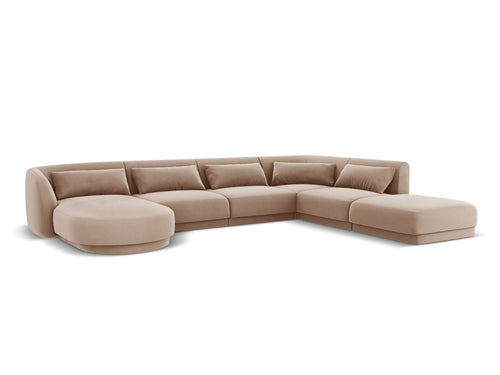 Cosmopolitan Design Panoramische hoekbank rechts Tulum 6-zits, flueel, beige - 255x330x70cm