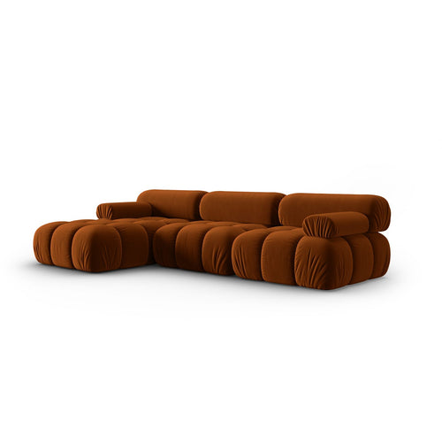 Cosmopolitan Design - Modulaire hoekbank links Cortina 4-zits, flueel terracotta - 155x282x70cm