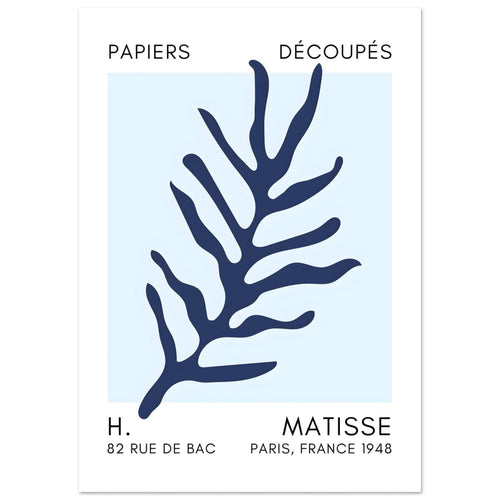 Artfulprints  Matisse – Ocean flora navy blue I   poster A4 21x29.7 cm