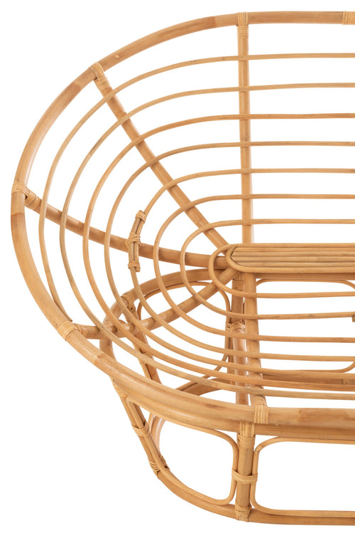 J-Line zetel Roni+ kussen - jute/textiel - naturel/wit