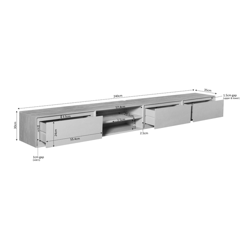Starfurn - Tv meubel Ambiance - Zwart - 35x240x30 cm