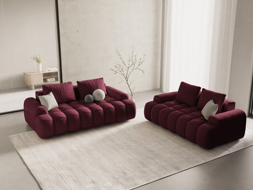 Cosmopolitan Design Bank Linz 3-zits, structurele stof bordeaux - 100x200x84cm