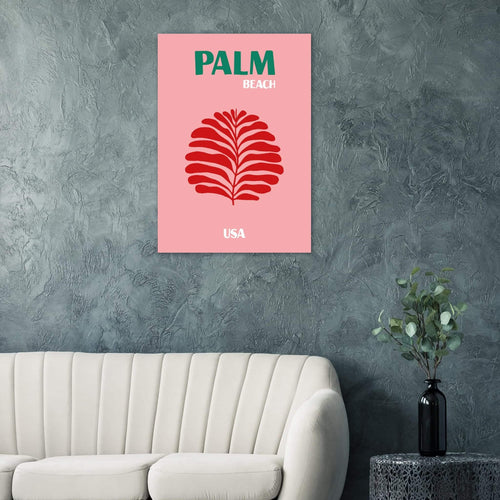 Artfulprints Poster met Lijst USA - Palm Beach   - 70x100 cm - Roze