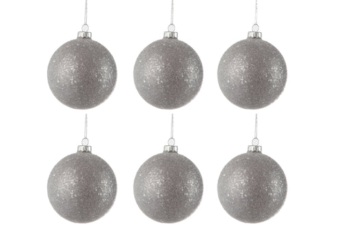 J-Line kerstbal Pailletten - glas - grijs - doos van 6 - vtwonen shop