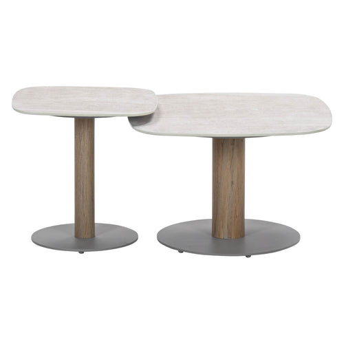 Bosco set van 2 loungetafels - taupe - Fibrestone/aluminium