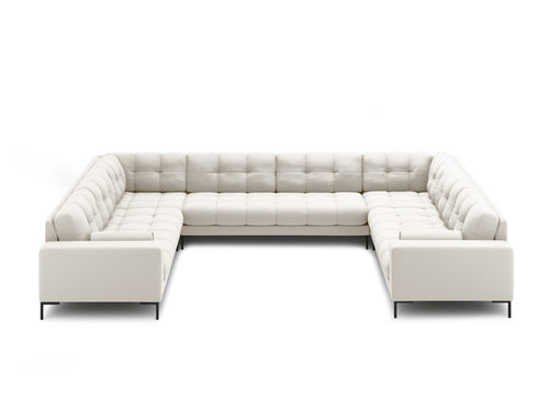 Cosmopolitan Design Panoramische bank Bali 9-zits, structurele stof, lichtbeige - 256x327x75cm