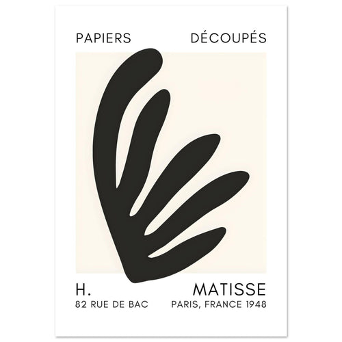 Artfulprints Poster Matisse – Aquatic impression black   - A4 21x29.7 cm - Zwart