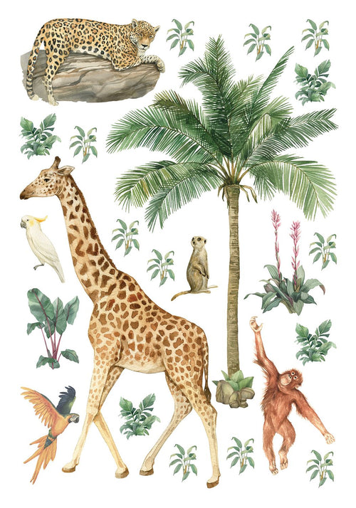 Sanders & Sanders muursticker jungle dieren jungle groen - 65 x 42.5 cm - 601343