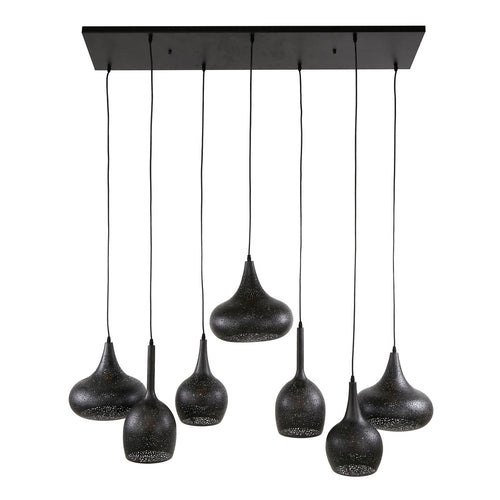 Giga Meubel Hanglamp Zip - Zwart Metaal - 7-Lichts - 120x60x150cm