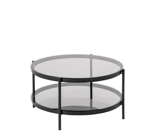 BRAM Salontafel Kastrup - ø79 cm - zwart met Smoked glass - vtwonen shop