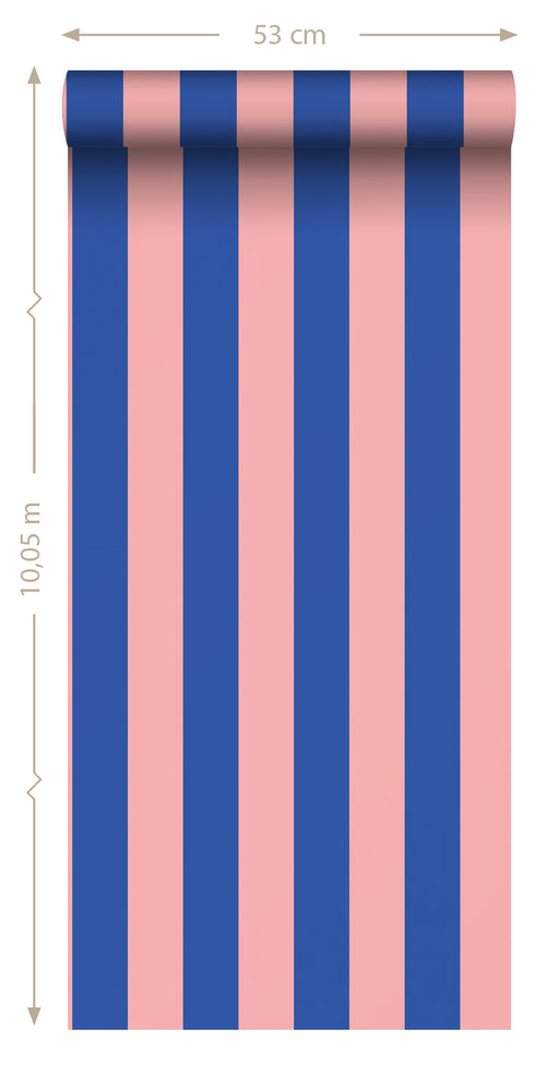 ESTAhome behang strepen licht roze en blauw - 53 cm x 10.05 m - 139907 - vtwonen shop