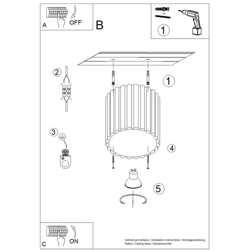Sollux Lighting Plafondlamp AURA 1 rood ochra GU10 - 10x10x10cm