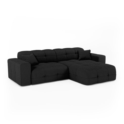 Premium Interiors - Rechthoekige hoekbank COCOON - bouclé-stof donker antraciet 230cm