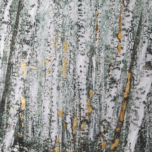 Art for the Home Canvas met handgeschilderde details - Birch woodland - 40x100cm - Bruin