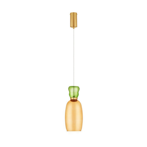 Nova Luce PLUMA Slanke hanglamp voor aan het plafond, glanzend lichtgroen, geel, goud, LED 5W 450lm 3000K