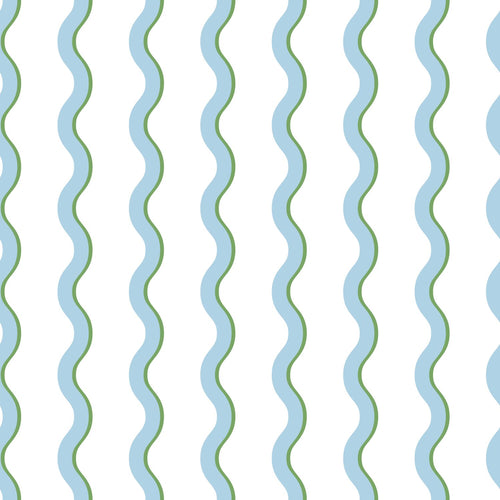 ESTAhome behang golvende strepen blauw, groen en wit - 50 x 900 cm - 131723