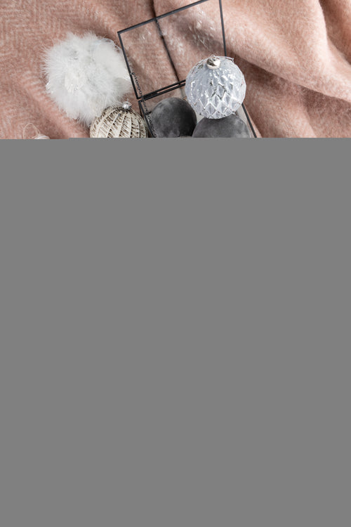 J-Line kerstbal - fluweel/glas - grijs - medium - doos van 4 - vtwonen shop