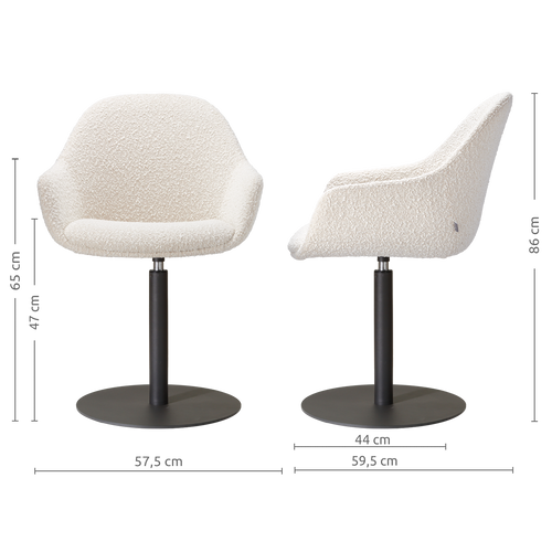 Nolon Niva-Mae tulp eetkamerstoel bouclé beige - zwart onderstel