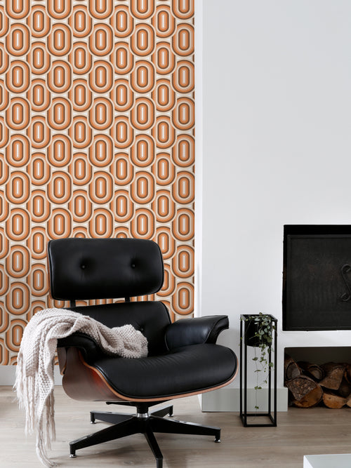 ESTAhome behang retro ornamenten oranje en bruin - 50 x 900 cm - 130983 - vtwonen shop