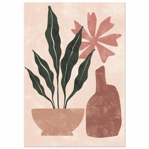 Artfulprints Poster Boho – Terracotta greenery   - A4 21x29.7 cm - Meerkleurig