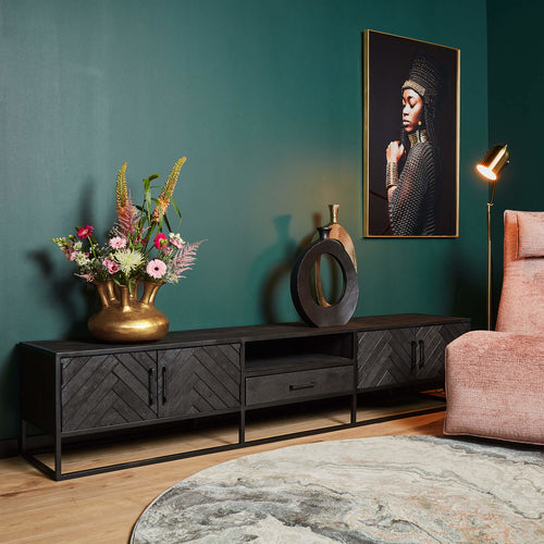 StarFurn Tv-meubel New York - Zwart Hout - 240x45x50cm