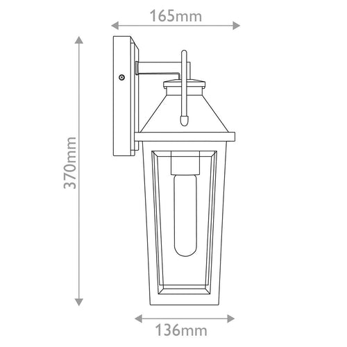 Kleine Außenwandlaterne Classic Mattschwarz, Messingakzent IP44 1x E27