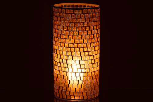 J-Line vaas Mozaiek Rond - glas - oranje - 29 cm hoog