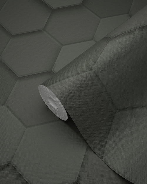 Origin Wallcoverings behang 3d hexagon motief zwart - 53 cm x 10.05 m - 347854 - vtwonen shop